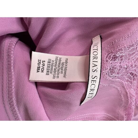 Victoria’s Secret Pink Satin Lace Slip Dress Nightgown Small Maxi Lingerie 🌸 - Picture 12 of 14